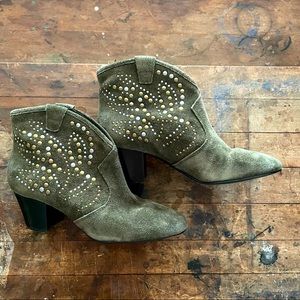 Ash suede ankle boots olive green studded